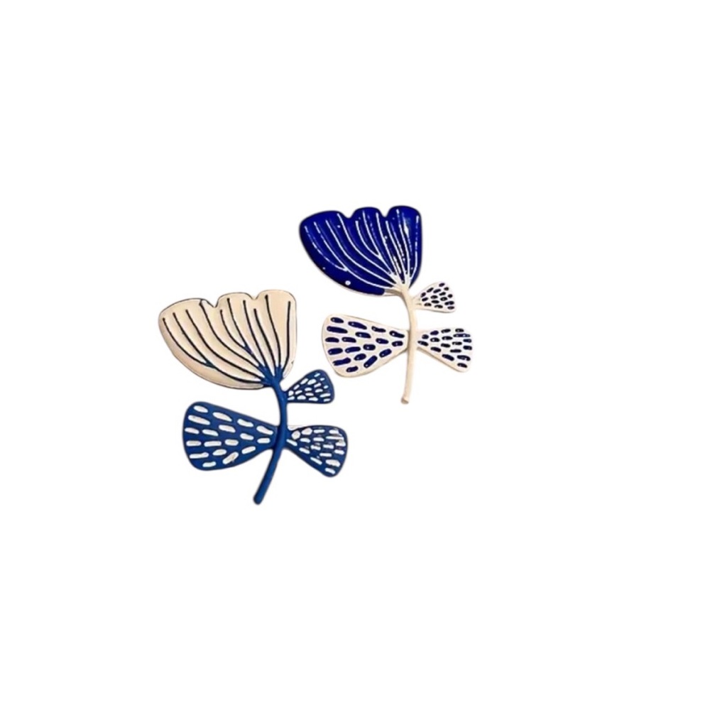 Blue & White Floral Earrings